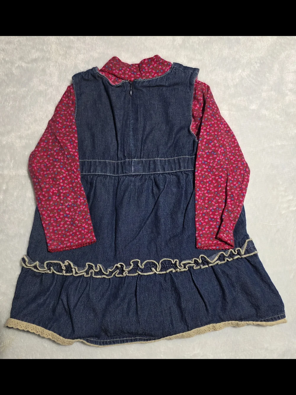 OshKosh B'Gosh Denim Floral Embroidered Dress & Floral Turtleneck One Piece 24M